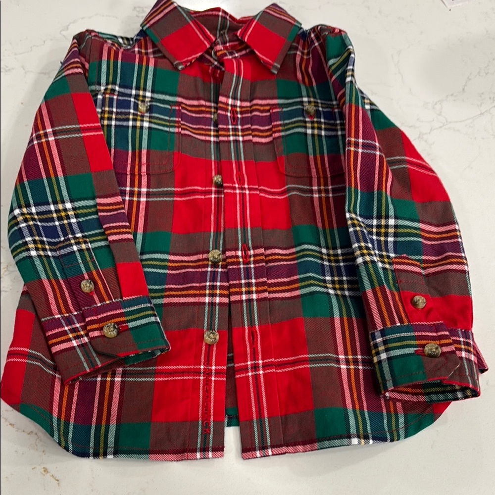 Plaid Kids Shirt - Red and Green